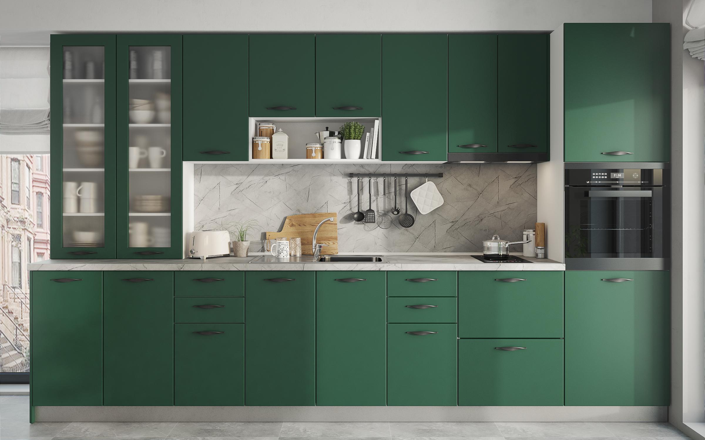 Dulap-vitrina de bucatarie Simon 37, verde  2